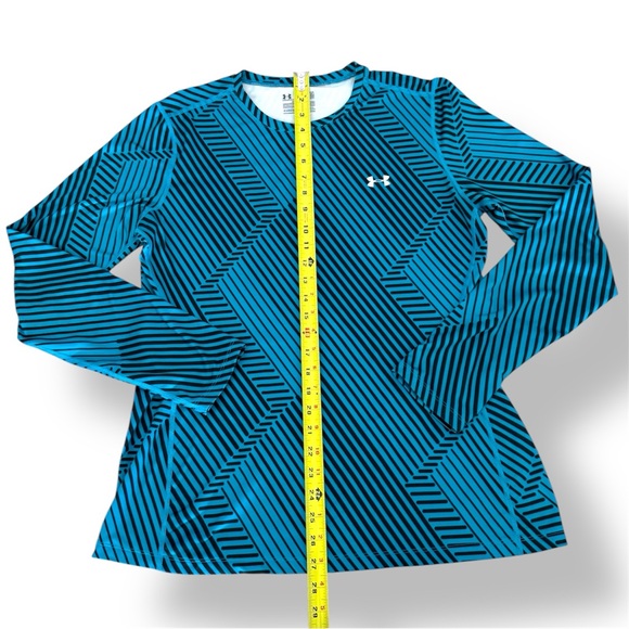 Under Armour Women’s ColdGear Fitted Long Sleeve Shirt XL Teal Black Geometric - Picture 3 of 7